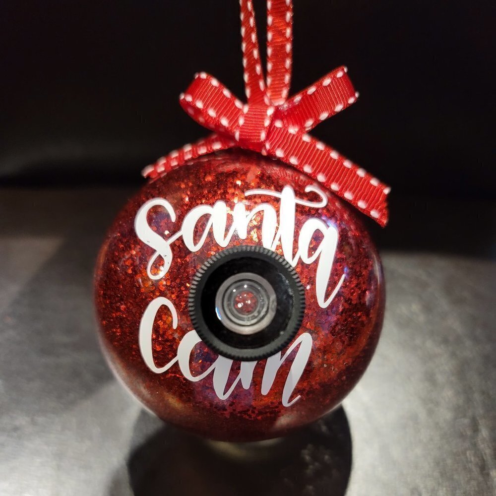 Santa's Always Watching Santa Cam Hand Crafted ornament